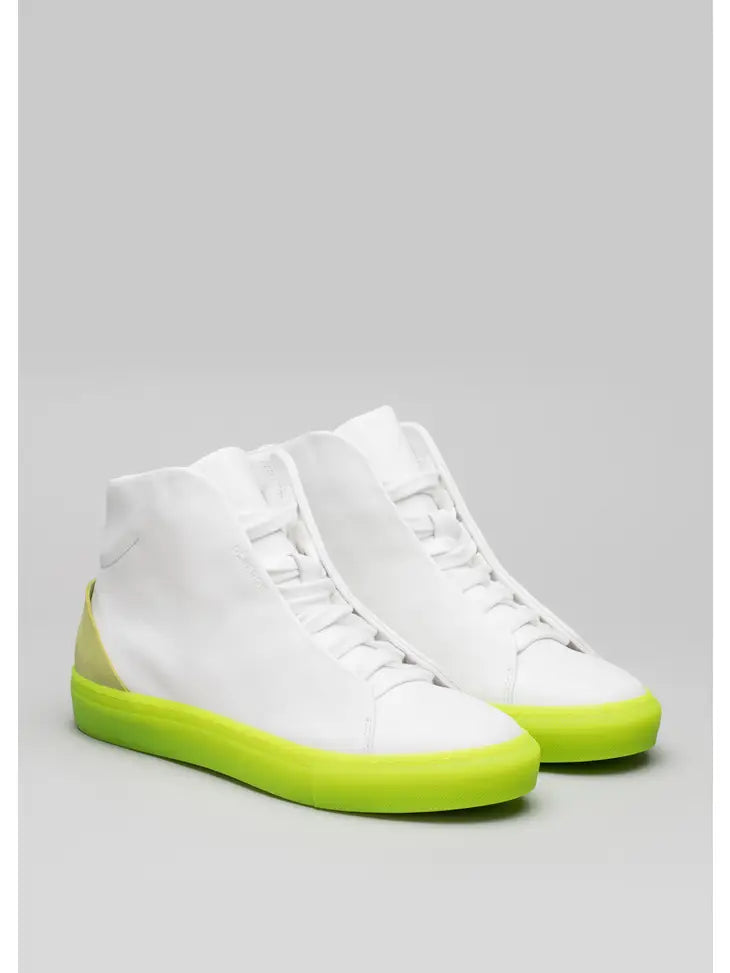 V4 LEATHER WHITE & LIME SNEAKERS