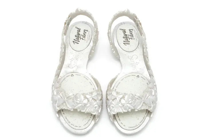 SUNIES BUTTERFLY METALLIC WHITE SANDALS