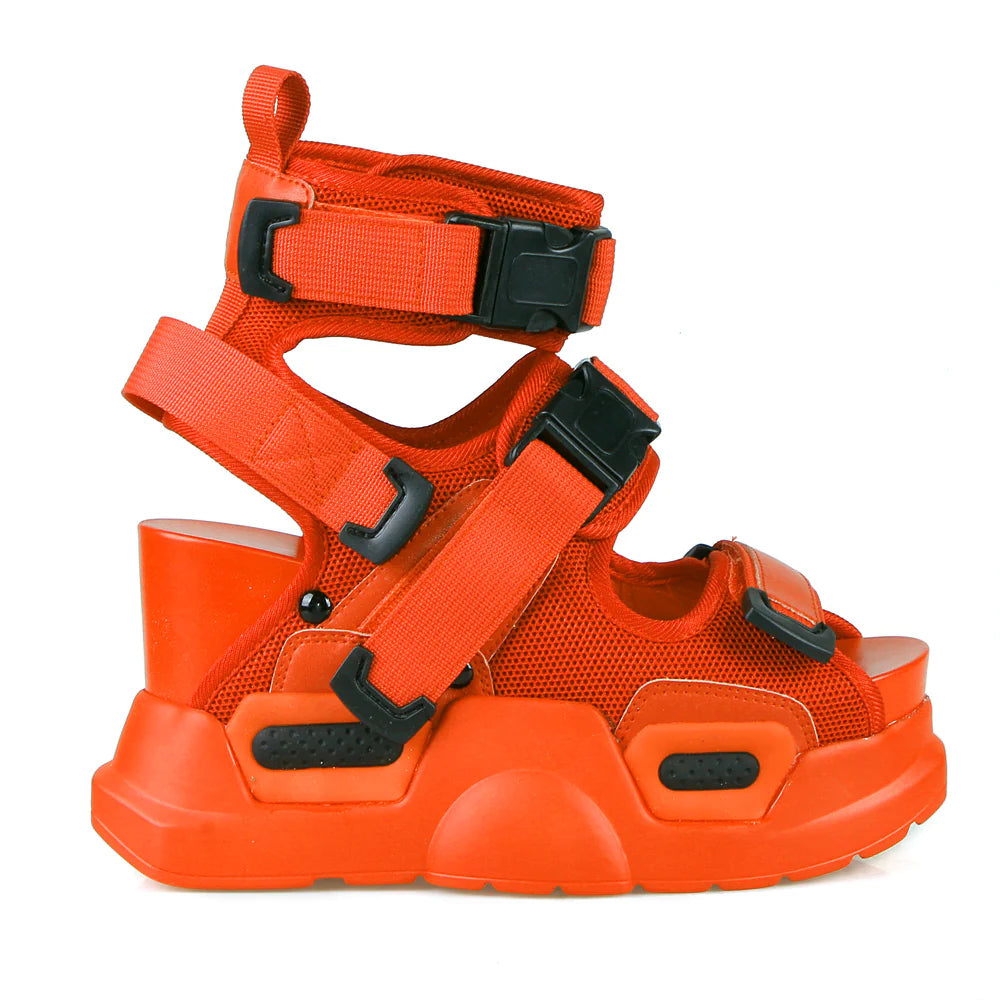 MULBERRY 01 ORANGE PLATFORM SANDALS