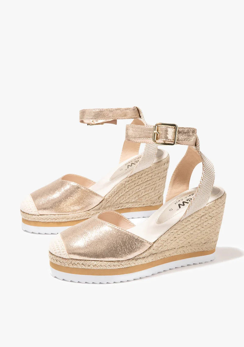 METALLIZED WEDGE ESPADRILLES