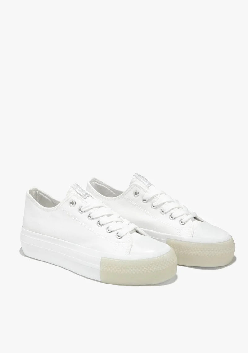 WHITE BASIC CANVAS SNEAKERS