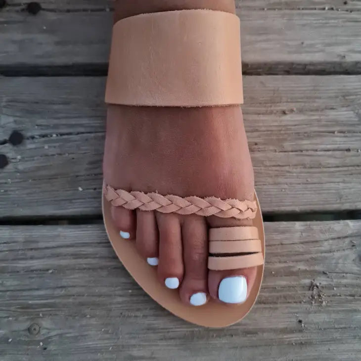 BRAIDED SLIP ON LEATHER SANDAL