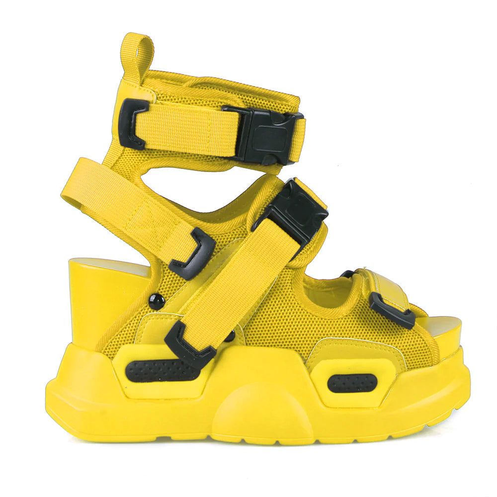 MULBERRY 01 YELLOW PLATFORM SANDALS