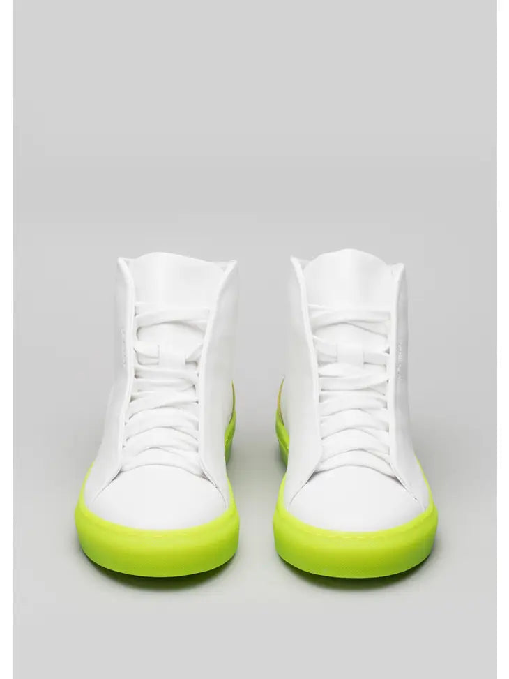 V4 LEATHER WHITE & LIME SNEAKERS