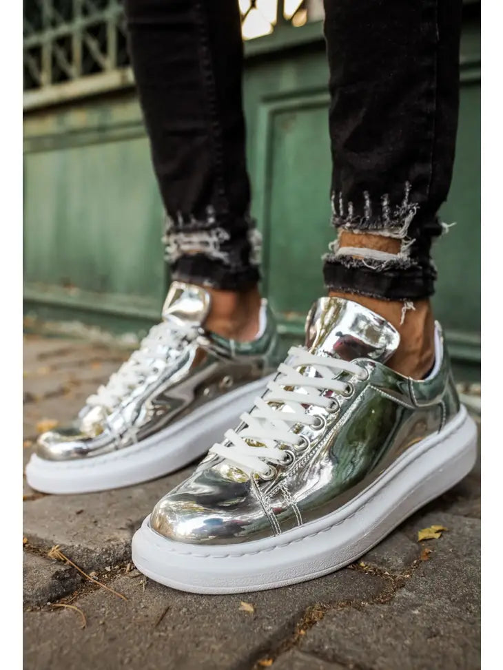 SOLID SILVER SNEAKERS