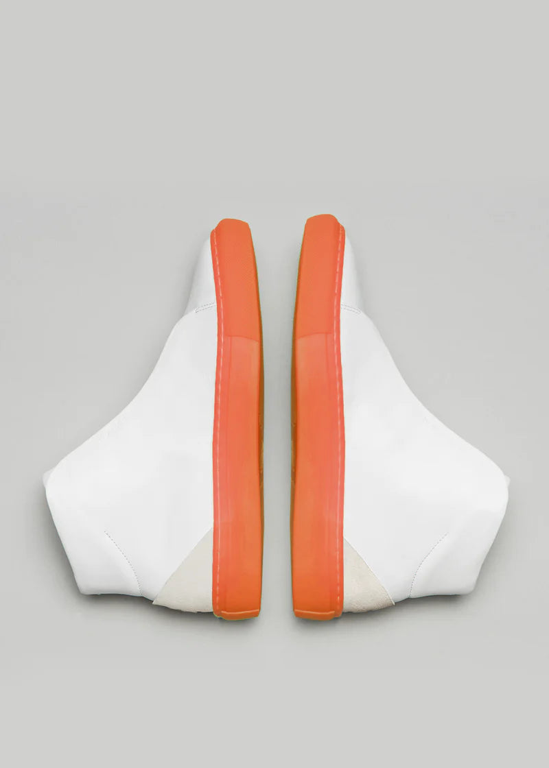 V23 LEATHER WHITE & ORANGE SNEAKERS