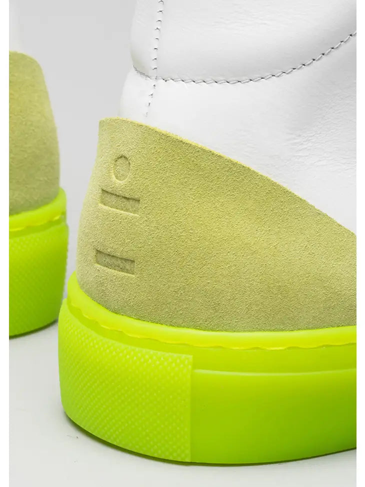 V4 LEATHER WHITE & LIME SNEAKERS