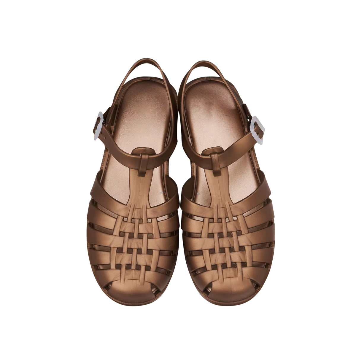 The Bronze Bubble Jelly Shoe has an adjustable single strap with a grip sole, named for its soft cushioning. The waterproof sandal is pared back and versatile — a perfect addition to the summer wardrobe.