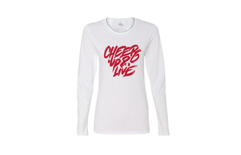 Cheer Up & Live Long Sleeve Unisex Tee (White/Red)