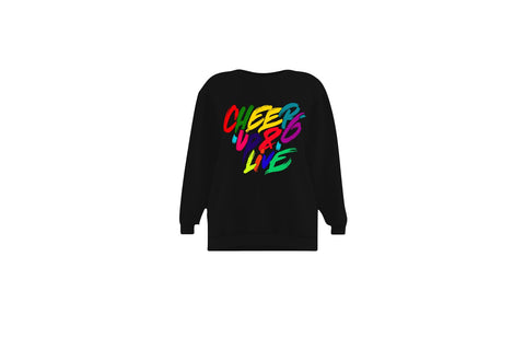 Cheer Up & Live Unisex Crewneck (Black/Multi)