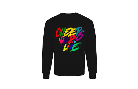 Cheer Up & Live Unisex Crewneck (Black/Multi)