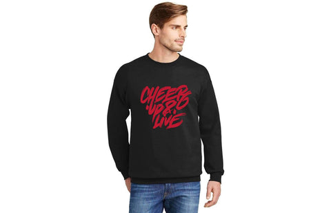 Cheer Up & Live Unisex Crewneck (Black/Red)