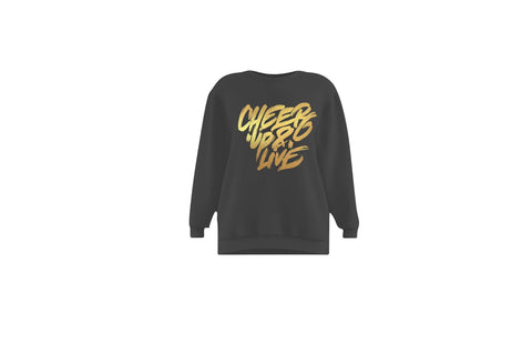 Cheer Up & Live Unisex Crewneck (Charcoal/Metallic Gold)