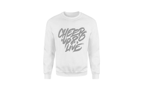 Cheer Up & Live Unisex Crewneck (White/Gray)