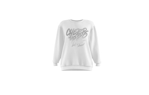 Cheer Up & Live Unisex Crewneck (White/Metallic Silver)