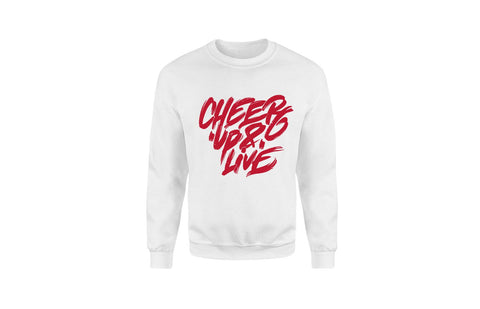 Cheer Up & Live Unisex Crewneck (White/Red)