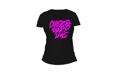 Cheer Up & Live Unisex Tee(Black/Magenta)