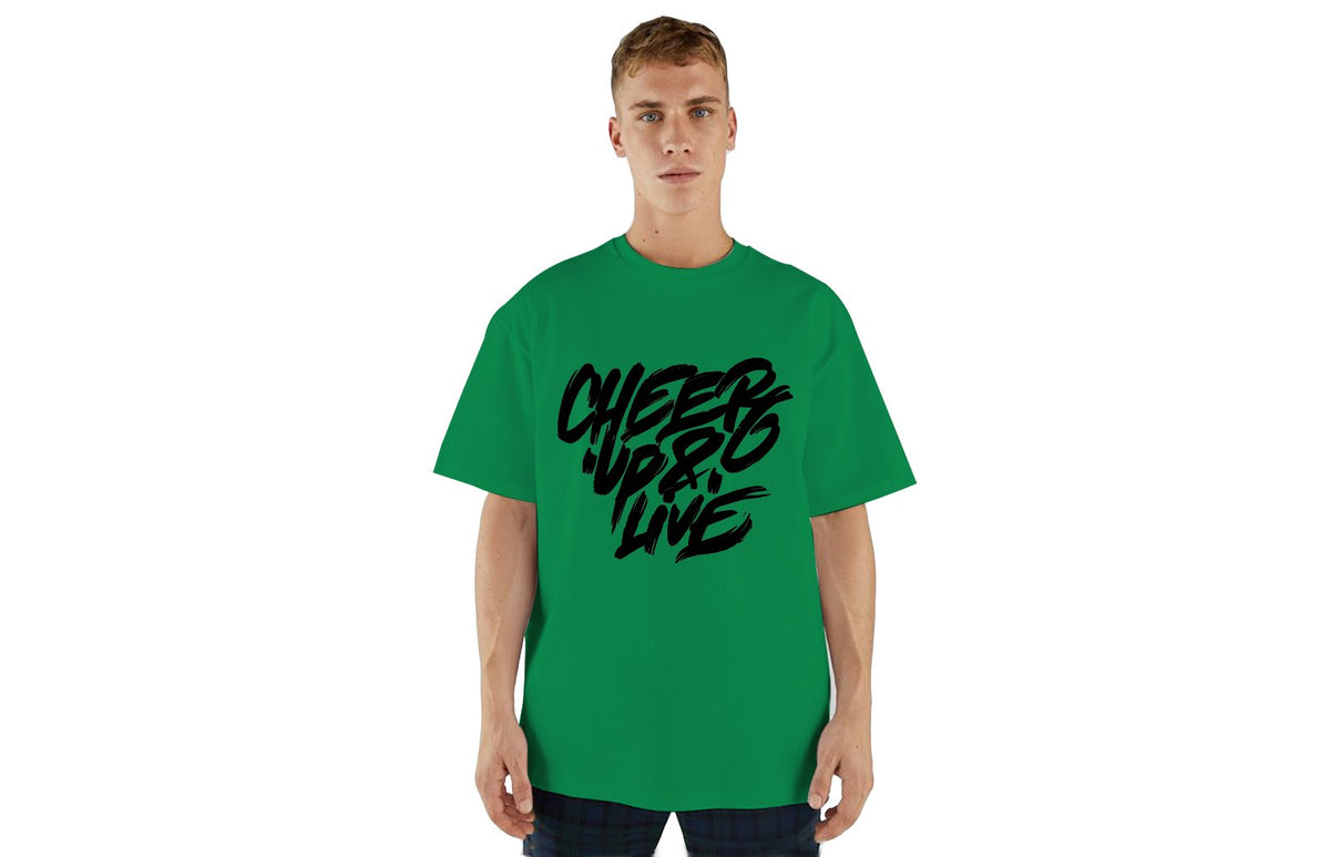 Cheer Up & Live Tee (Kelly Green/Black)