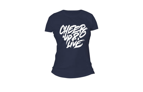 Cheer Up & Live Tee (Navy/White)