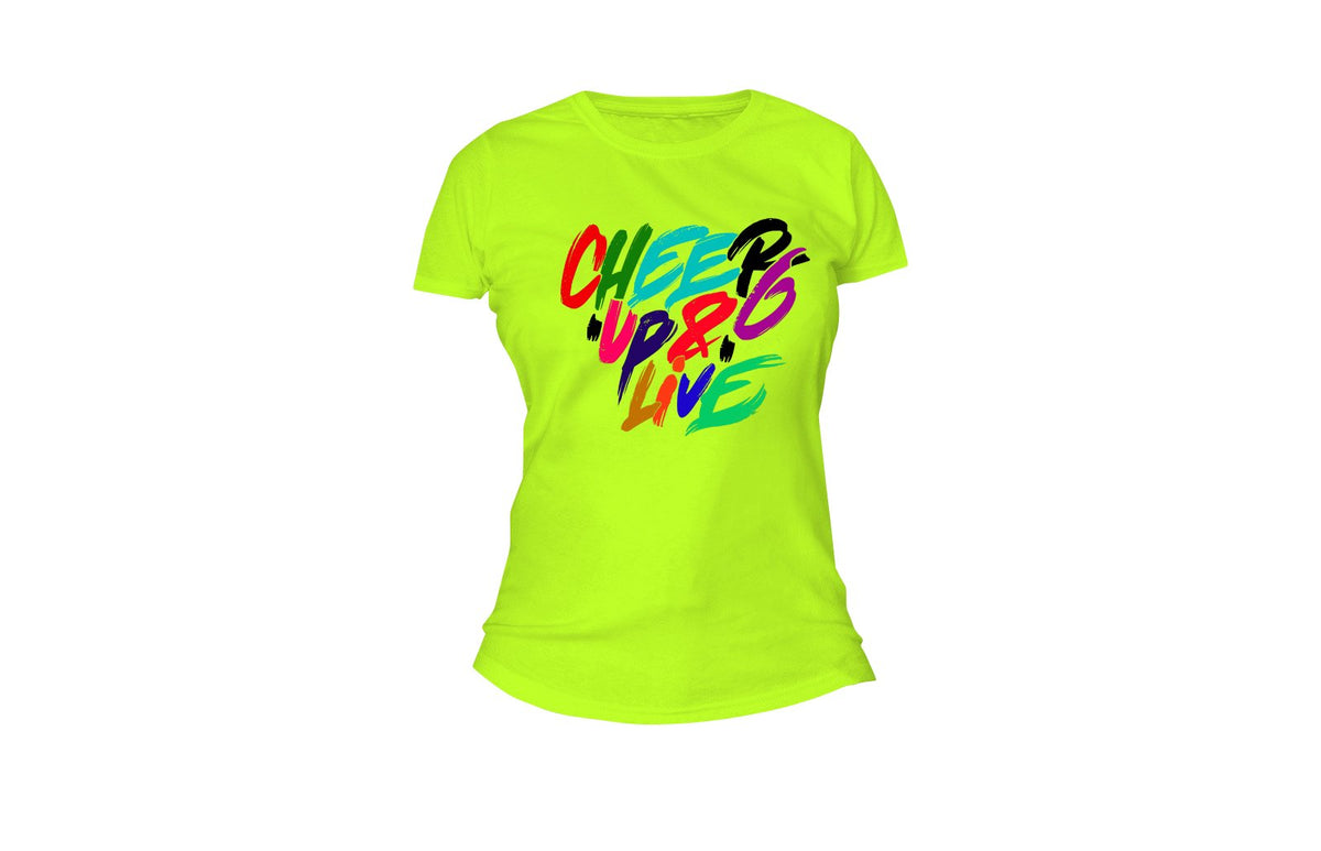 Cheer Up & Live Tee (Neon/Multi)
