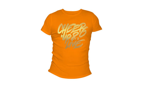 Cheer Up & Live Tee (Orange/Metallic Gold)