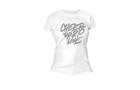 Cheer Up & Live Unisex Tee (White/Gray)