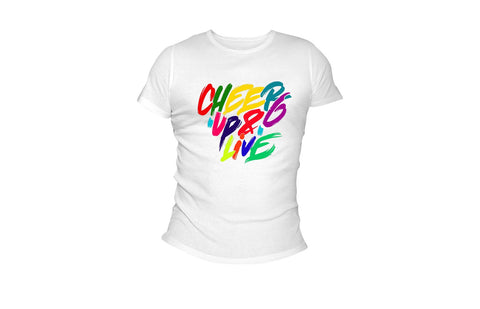 Cheer Up & Live Unisex Tee (White/Multi)