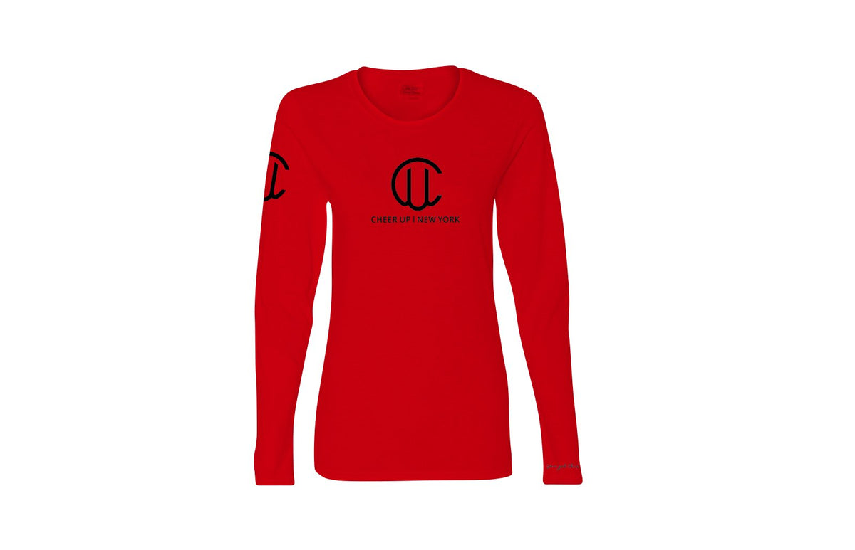 Cheer Up New York Logo Long Sleeve Unisex Tee (Red/Black)