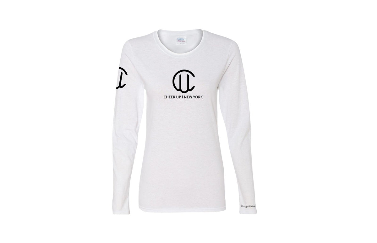 Cheer Up New York Logo long Sleeve Unisex Tee (White/Black)