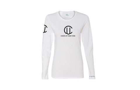 Cheer Up New York Logo long Sleeve Unisex Tee (White/Black)