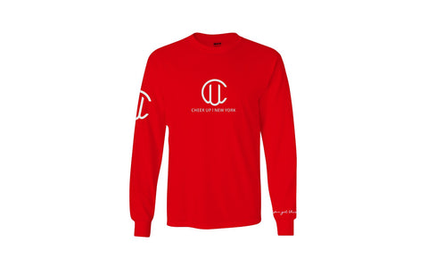Cheer Up New York Logo Long Sleeve Unisex Tee(Red/White)