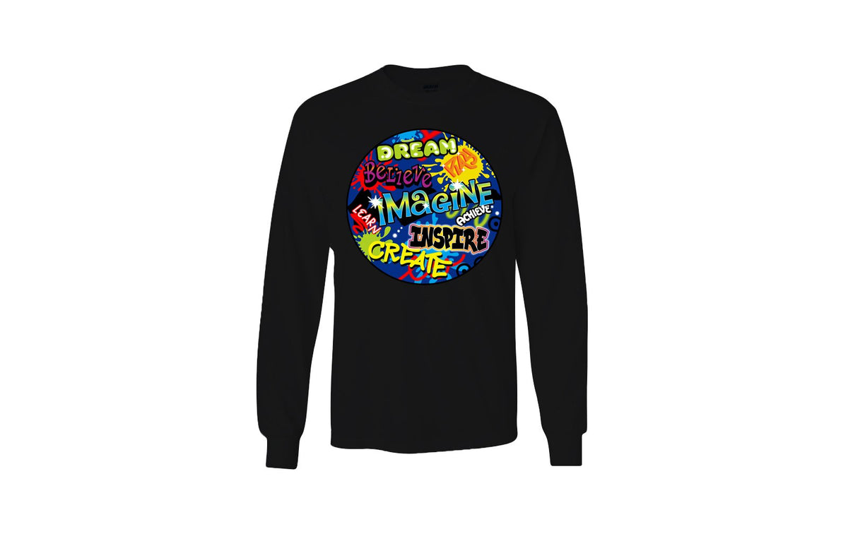 Dream Imagine & Inspire Long Sleeve Unisex Tee (Black/Multi)