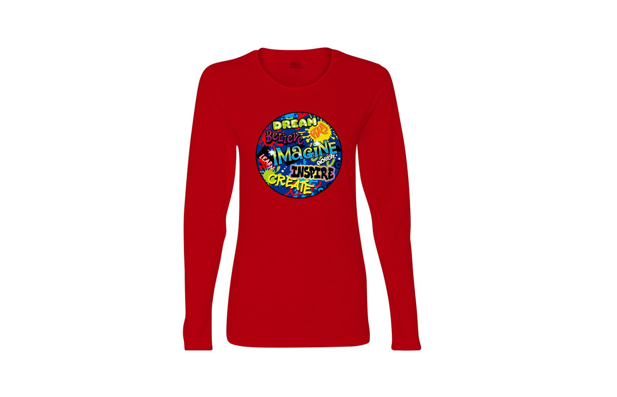 Dream Imagine & Inspire Long Sleeve Unisex Tee (Red/Multi)