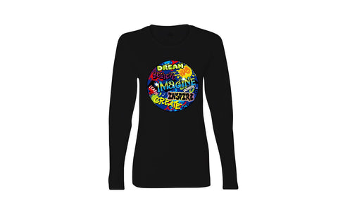Dream Imagine & Inspire Long Sleeve Unisex Tee (Black/Multi)