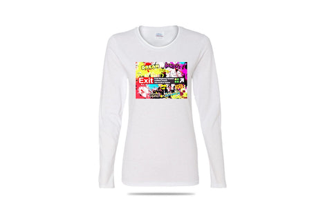 Exit Subway Long Sleeve Unisex Tee (White/Multi)