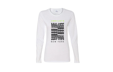 Jubilate Cheer Up New York Long Sleeve Unisex Tee (White)