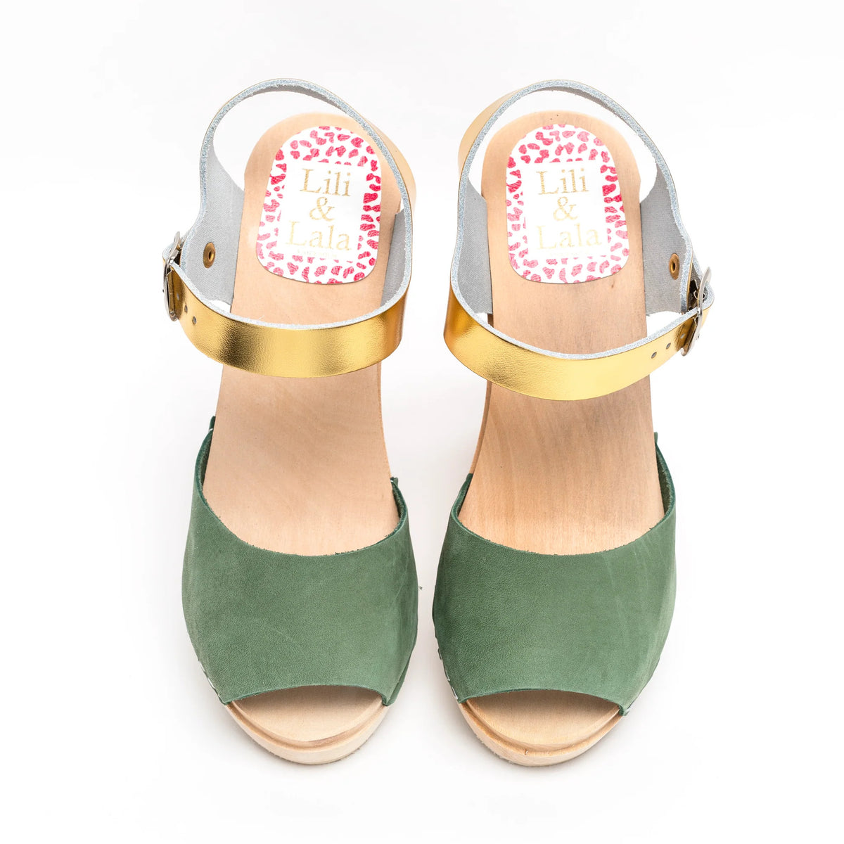 VISBY MOSS GREEN & GOLD SANDALS