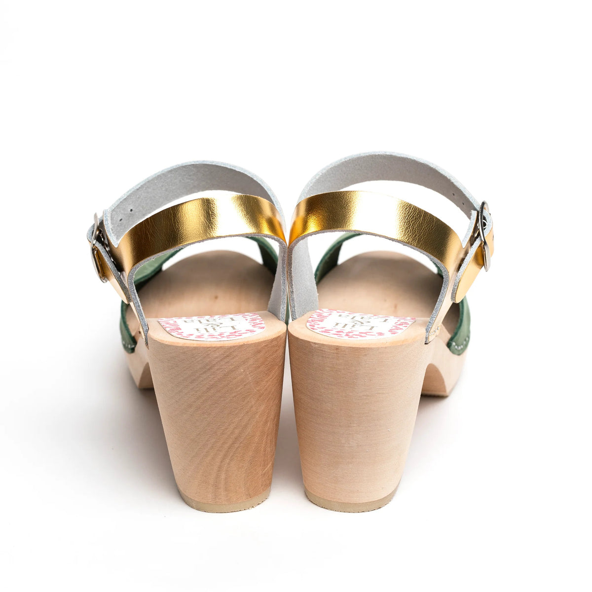 VISBY MOSS GREEN & GOLD SANDALS